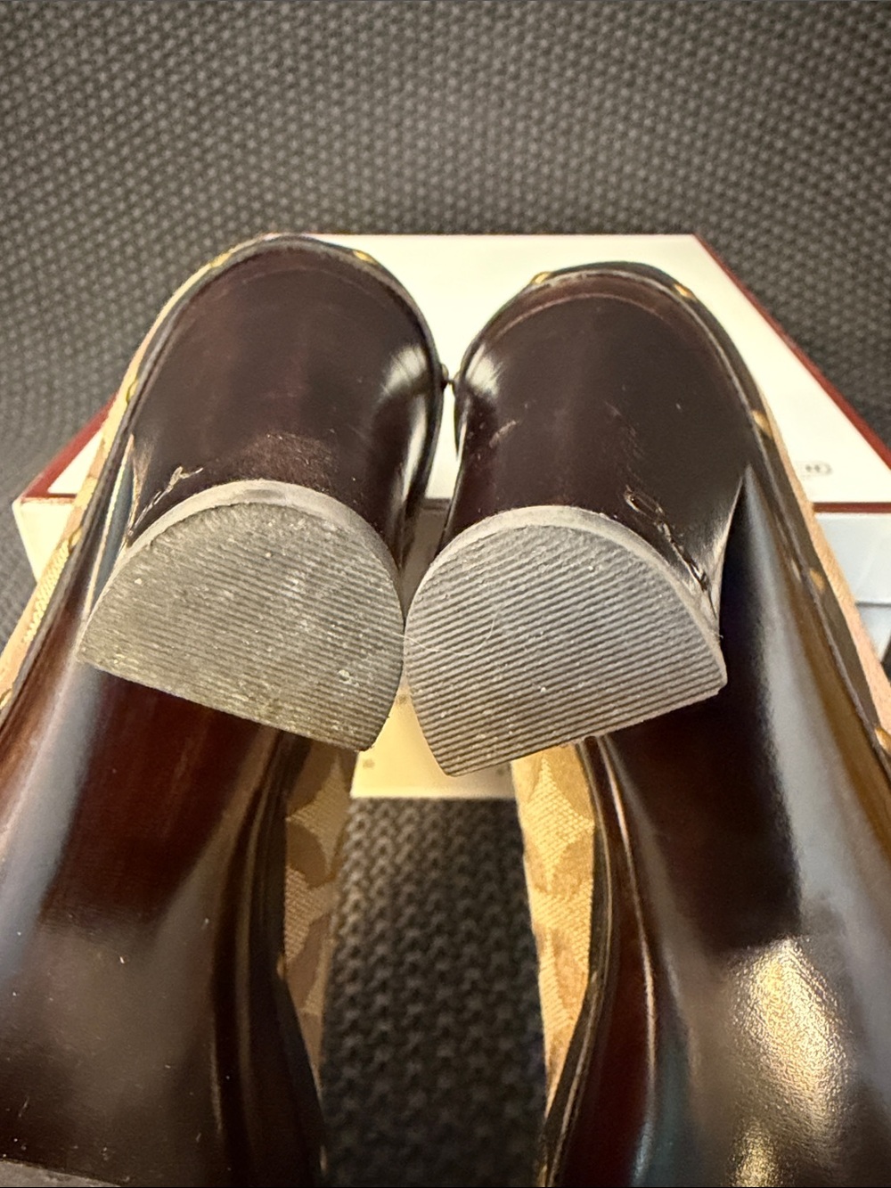 Coach Tan/Brown Signature Canvas Studded Platform Pumps -425 - Picture 7 of 10